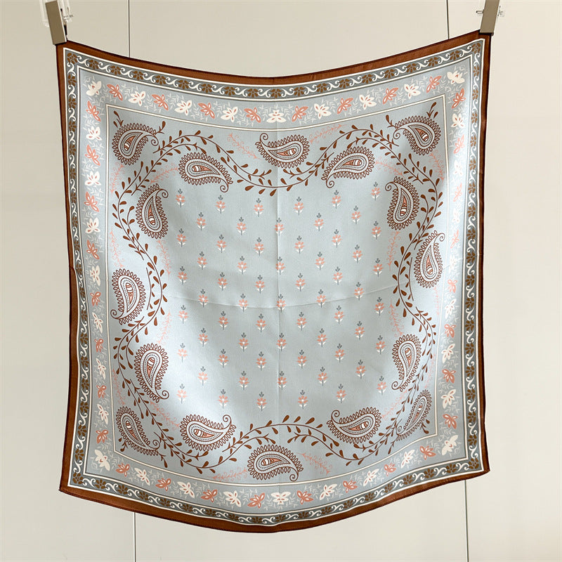 Misty Blue Paisley Silk-Wool Scarf — Baroque Mirror 25.5"