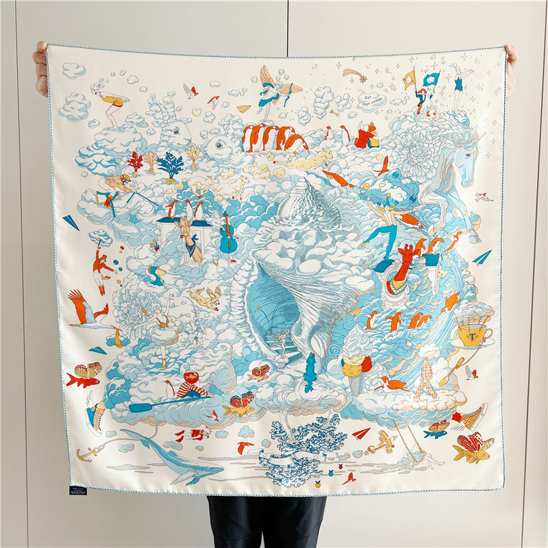 Walking in the Clouds Silk Twill Scarf — Sky Blue Edition 34.5"