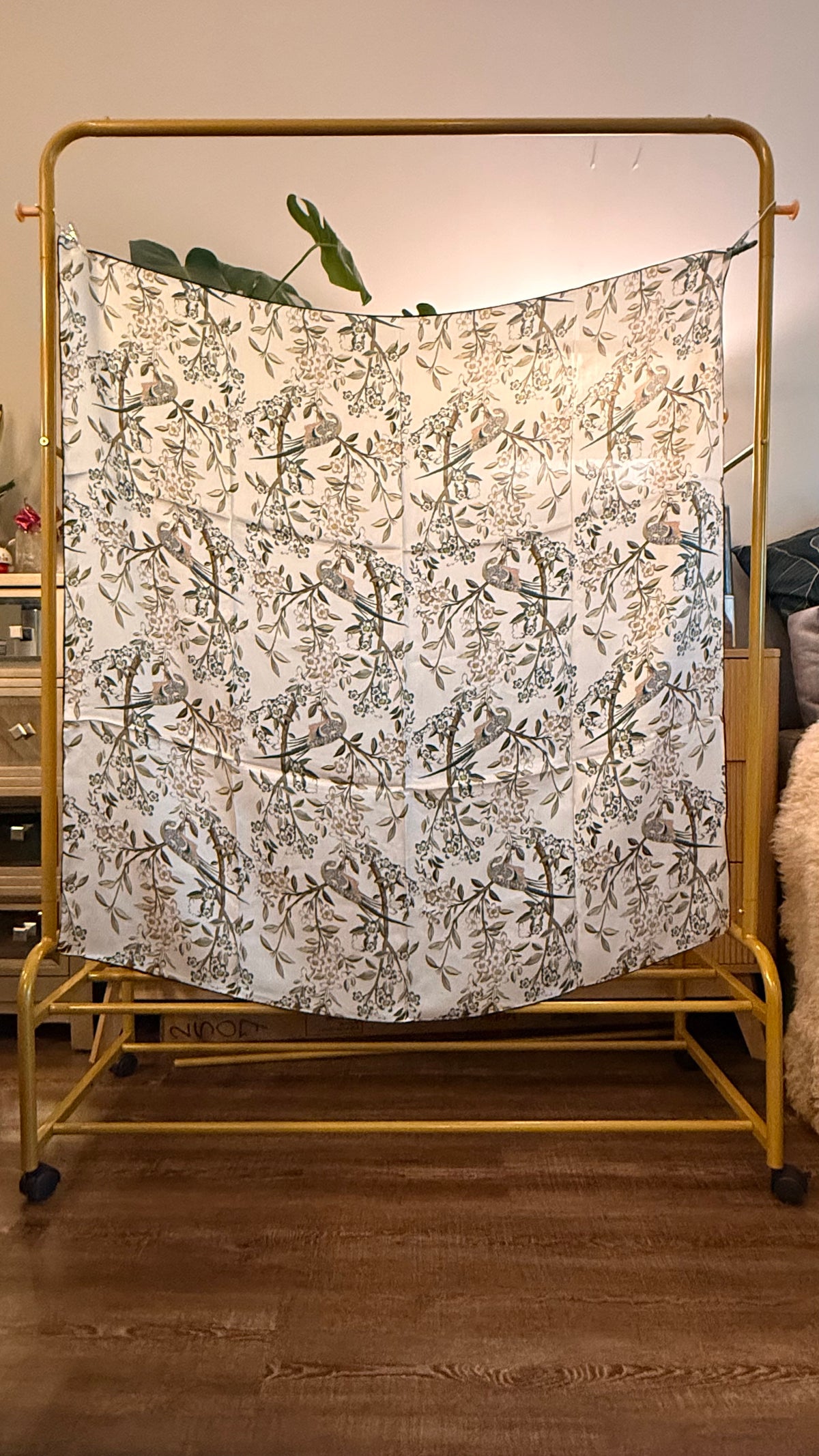 Verger Silk Scarf — Ivory & Sage