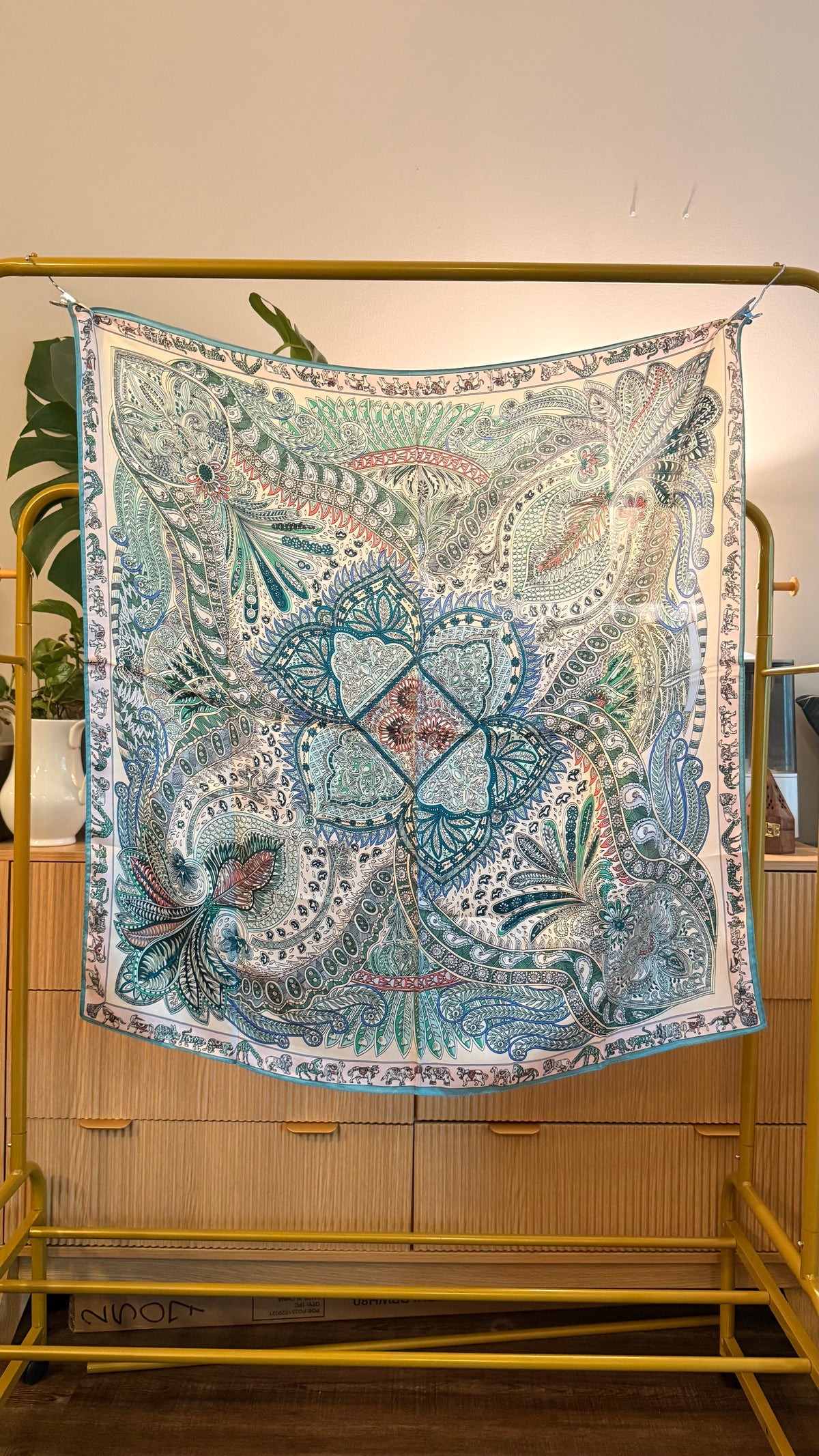 Paisley Silk Scarf — Caramel & Sky