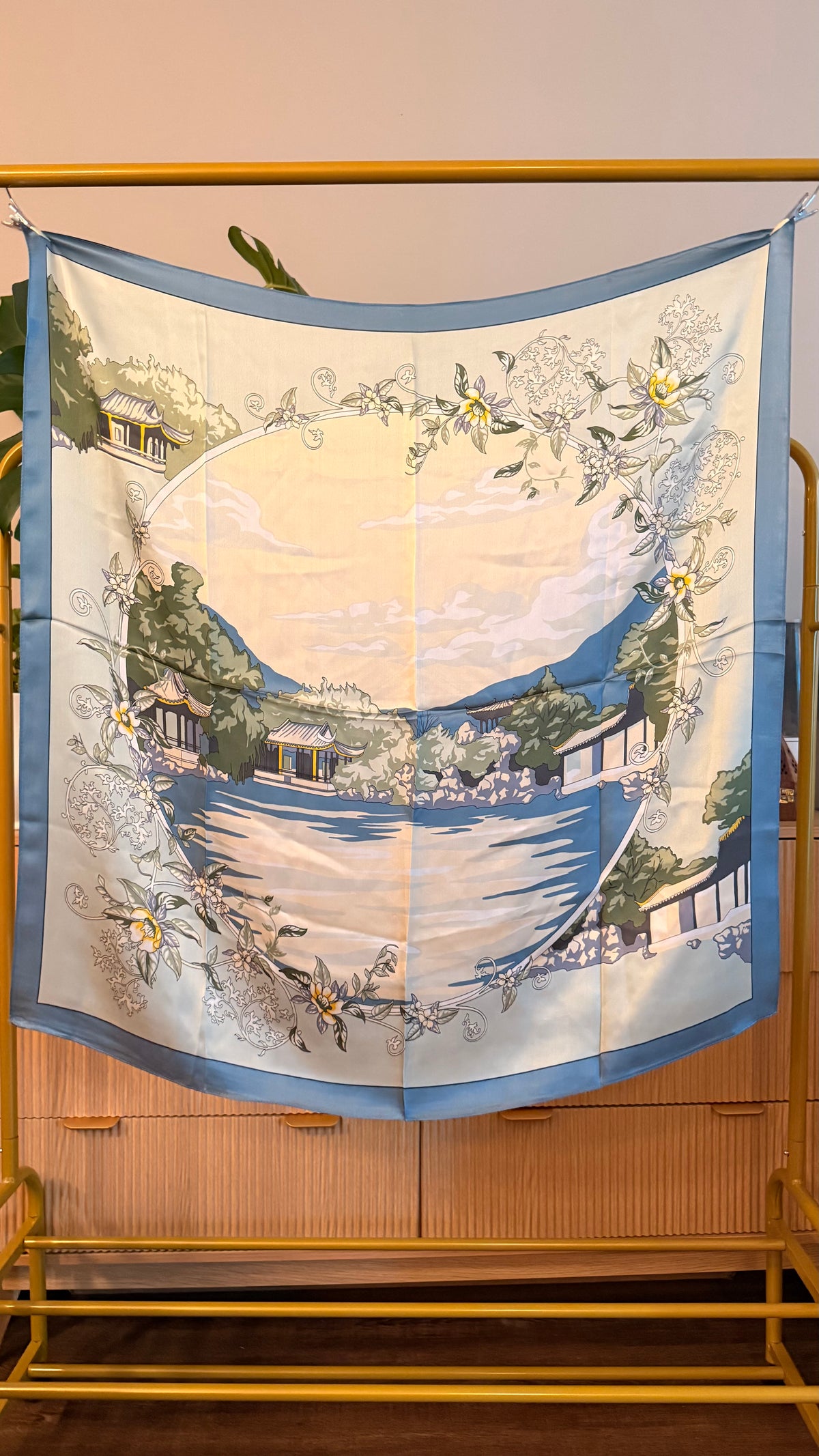 Jardin d'Eau Silk Scarf — Porcelain Blue