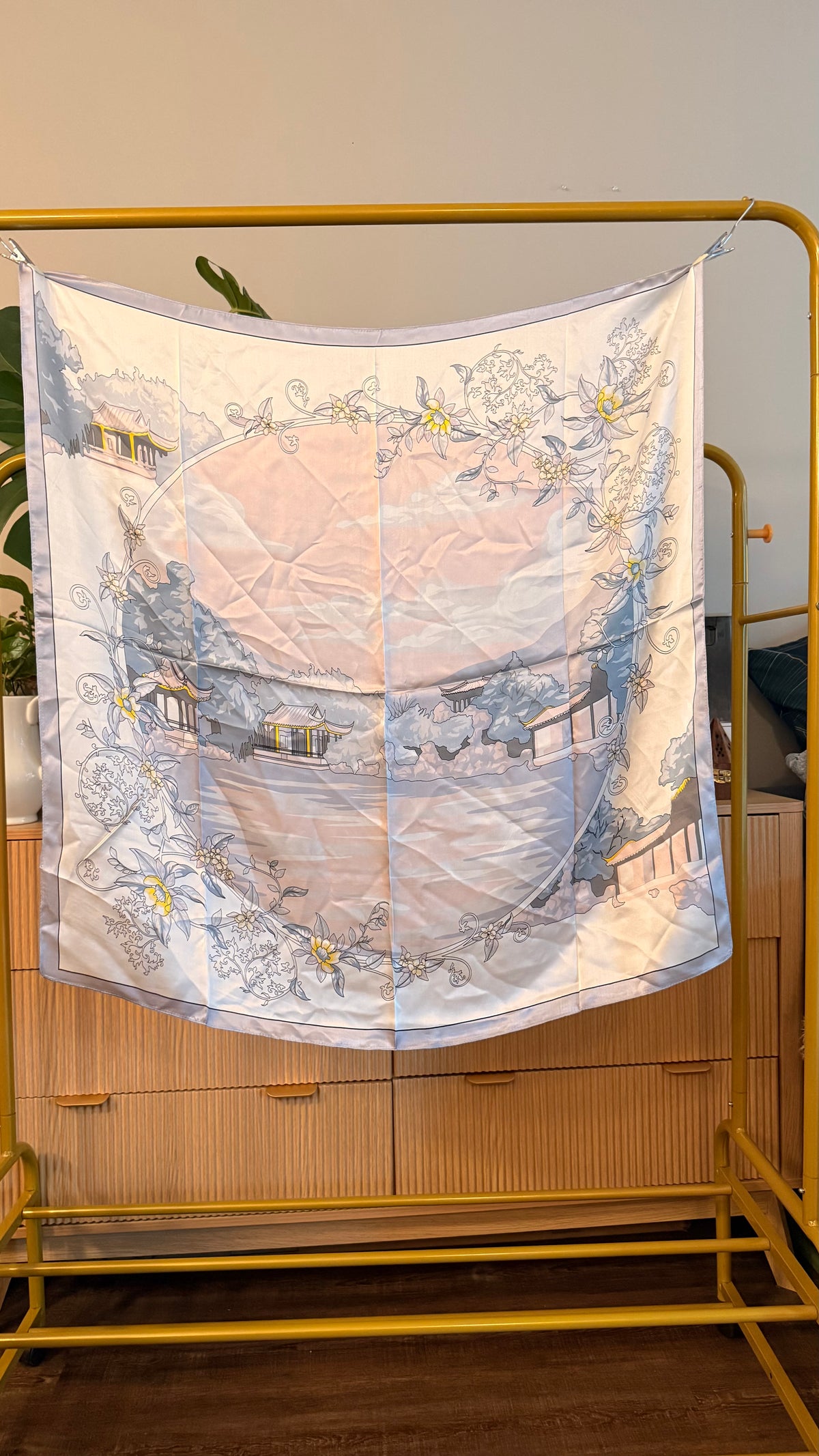 Jardin d'Eau Silk Scarf — Mist Blue