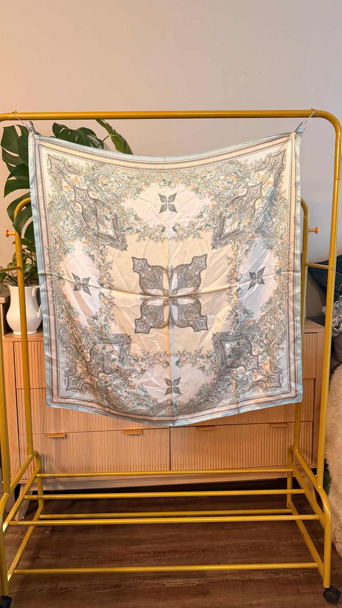 Paisley Silk Scarf — Sage Mist