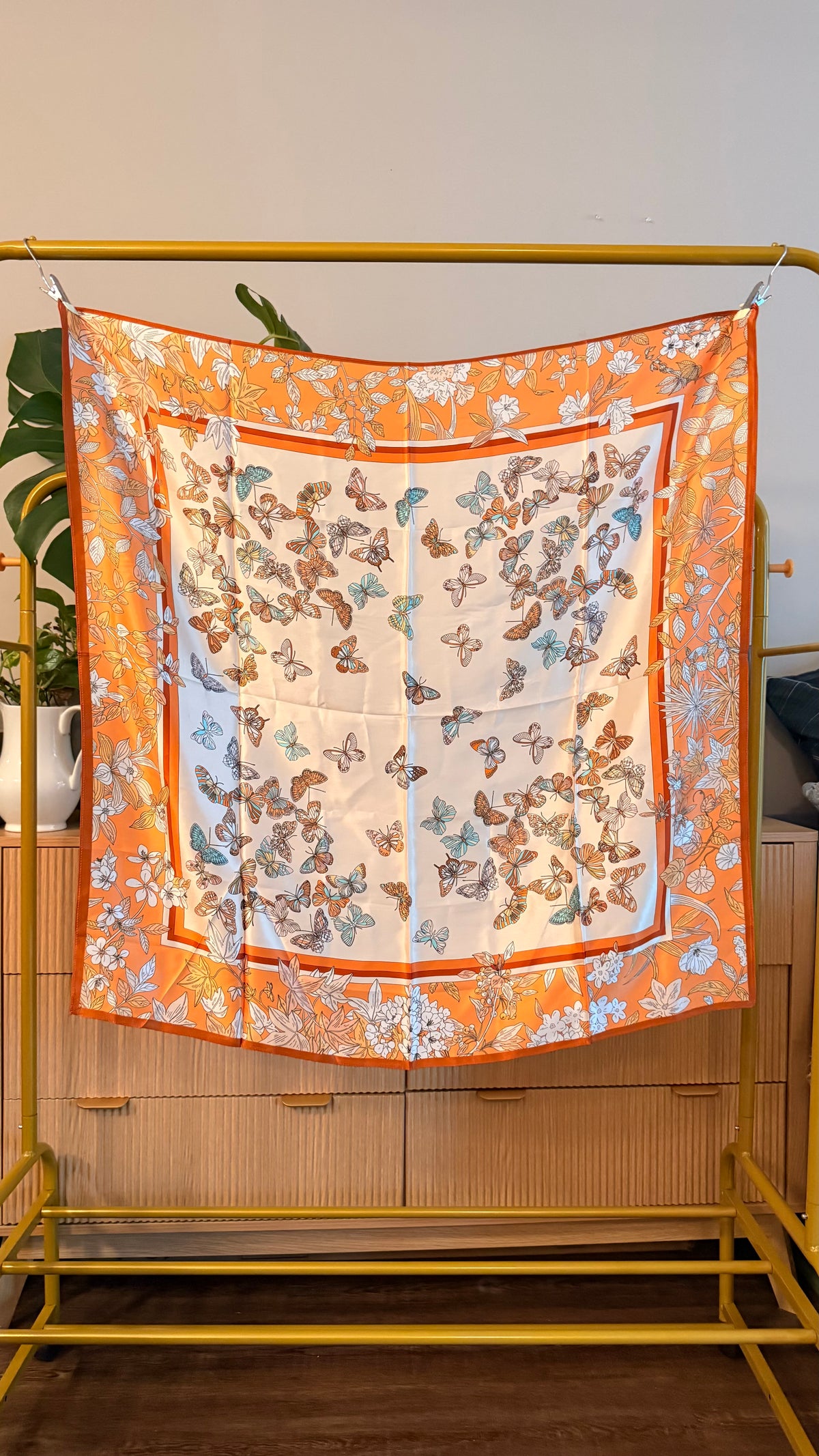 Papillon Silk Scarf — Amber