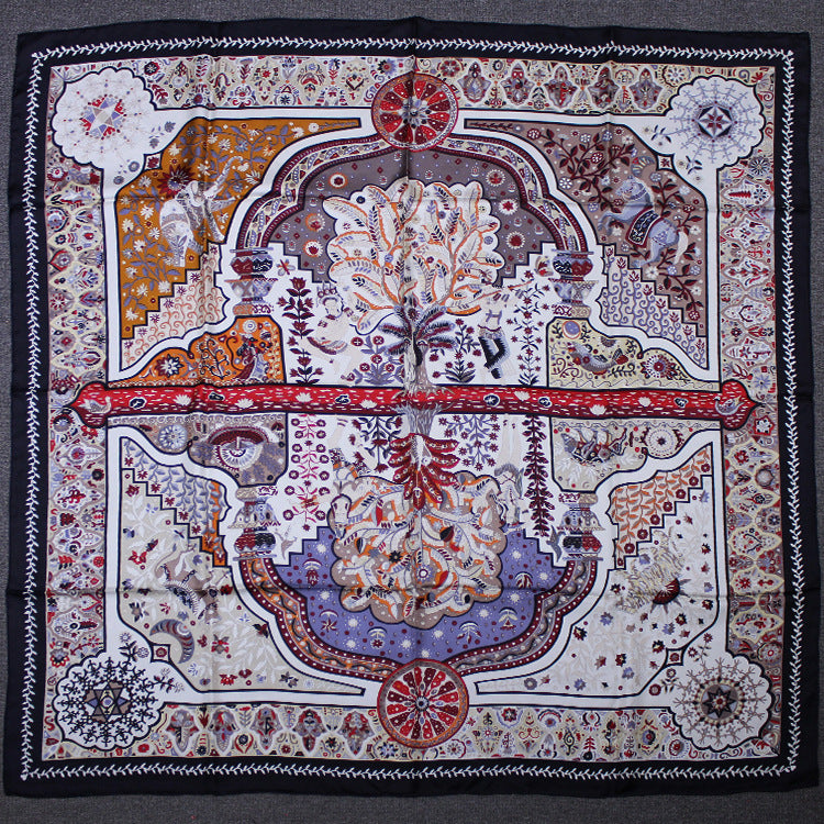 Palace Gate Silk Twill Scarf — Persian Tapestry 51" Square
