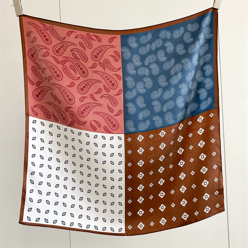 Lace Paisley Silk-Wool Scarf — Blush & Cocoa 25.5" Square