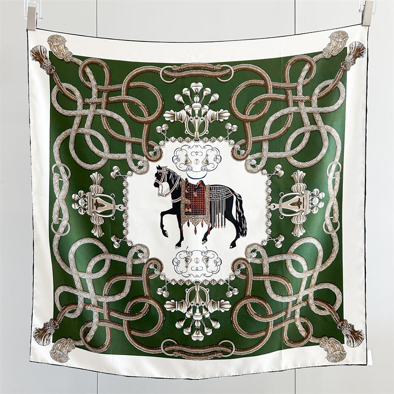 Tassel Garden Silk Scarf — Ornamental Floral 43" Square