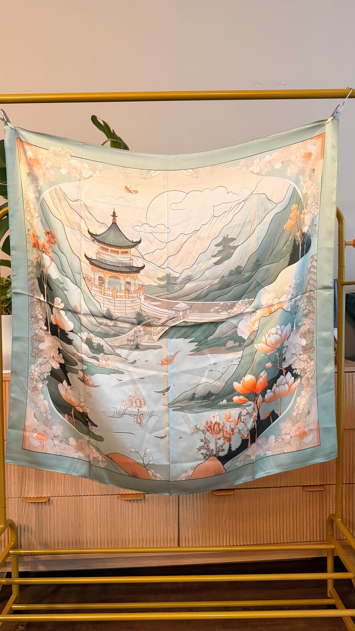 Montagne Silk Scarf — Celadon