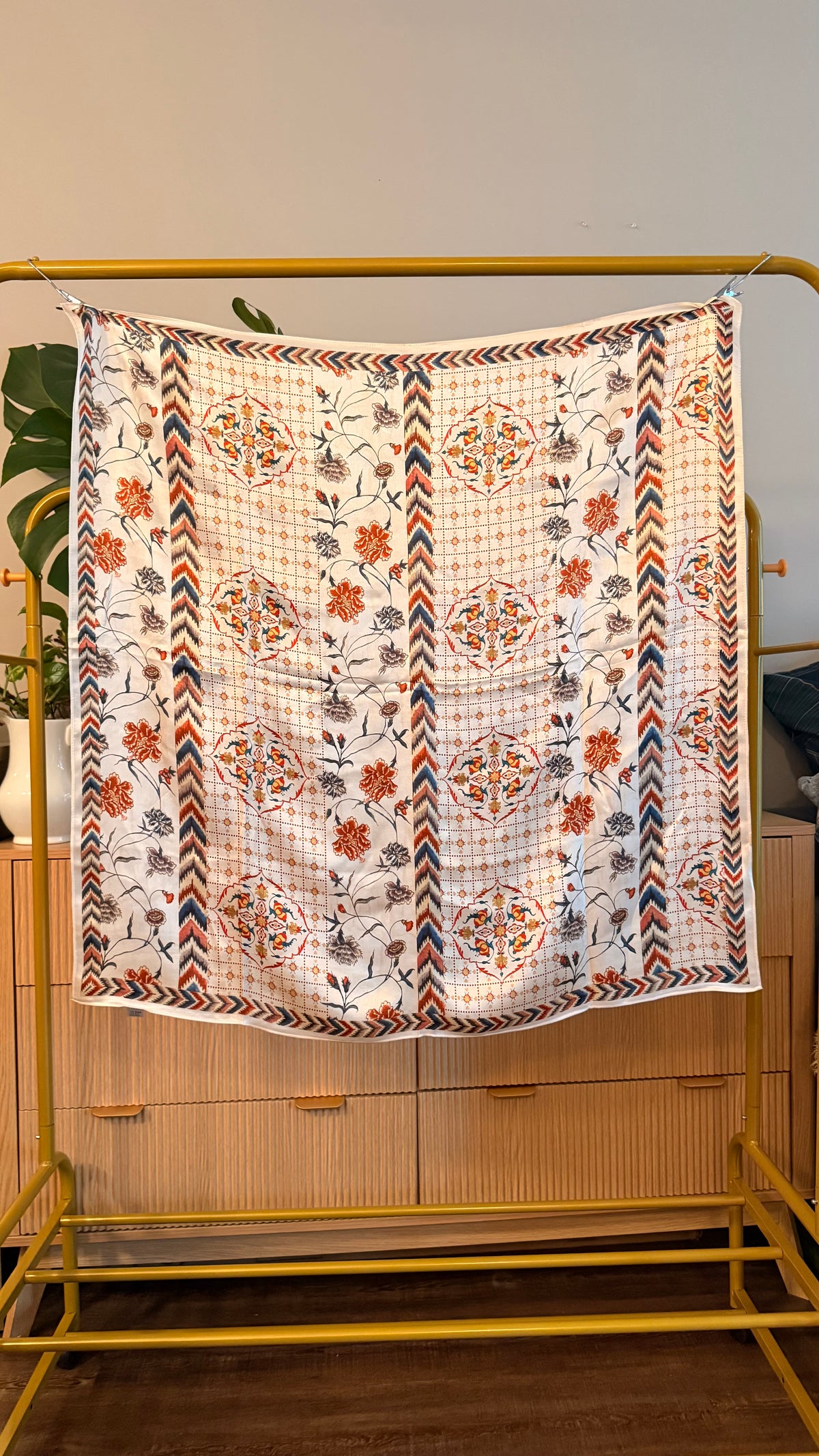 Ikat Silk Scarf — Terracotta Bloom