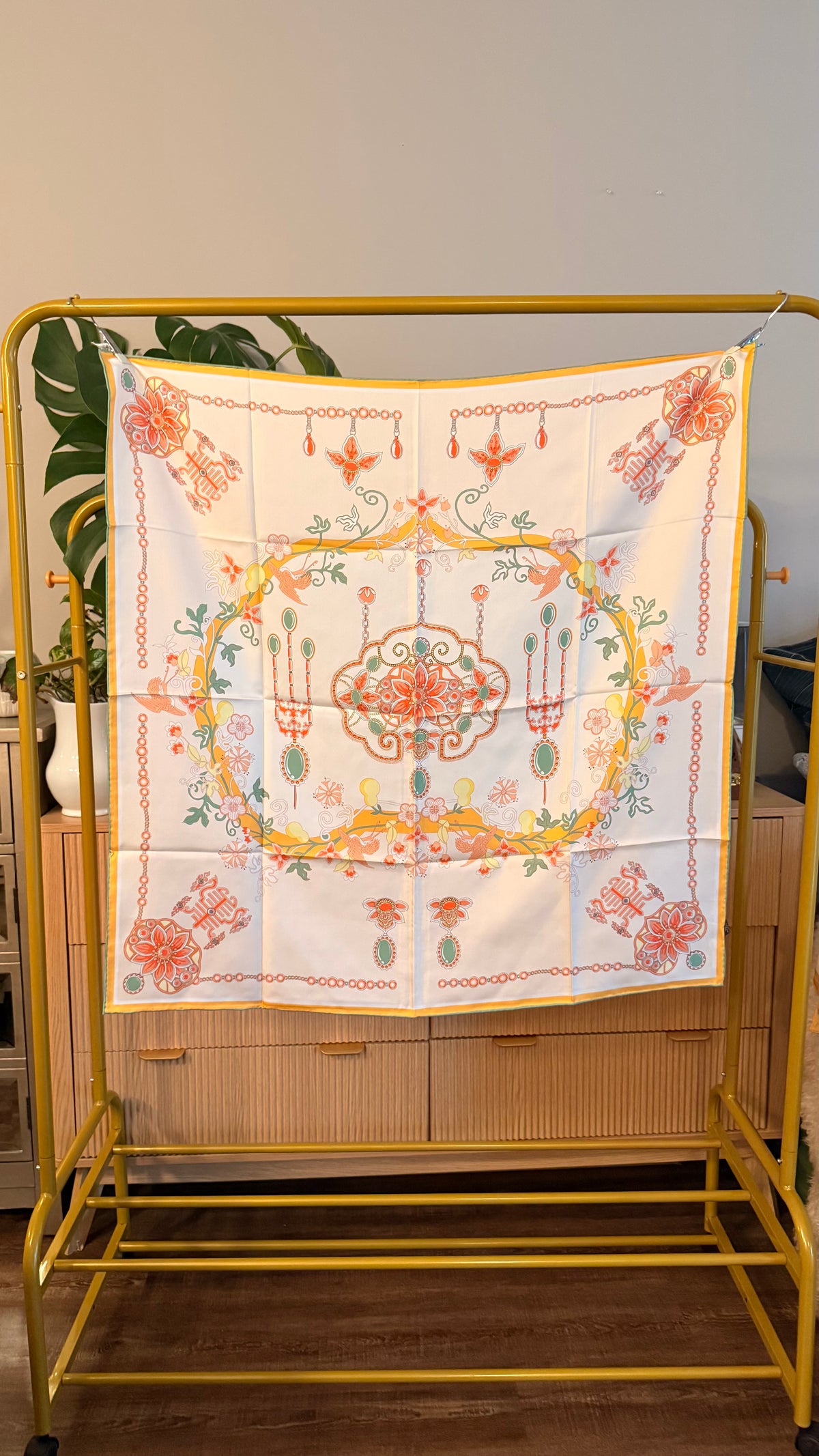 Joaillier Silk Scarf — Coral & Cream